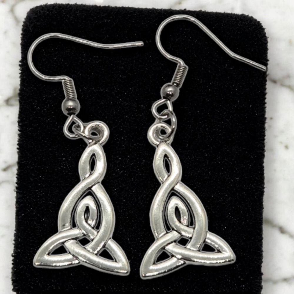 Celtic Trinity Mother's Knot Earrings Viking Irish Triqueta Infinity Pierced Ear